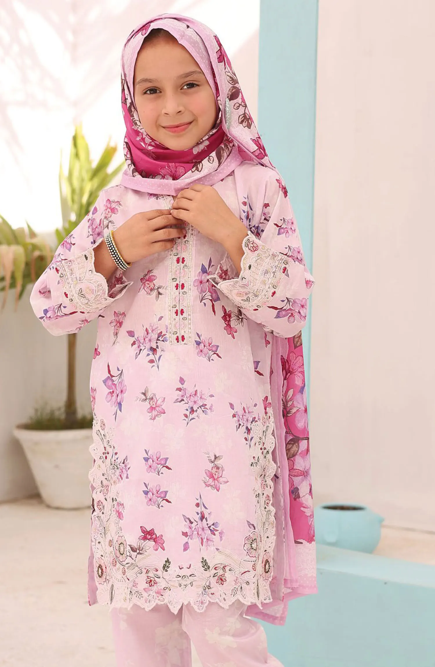 Shifa Girls Summer Lawn Embroidered Collection Vol 06 - SH 2432 K  Sweet Pink