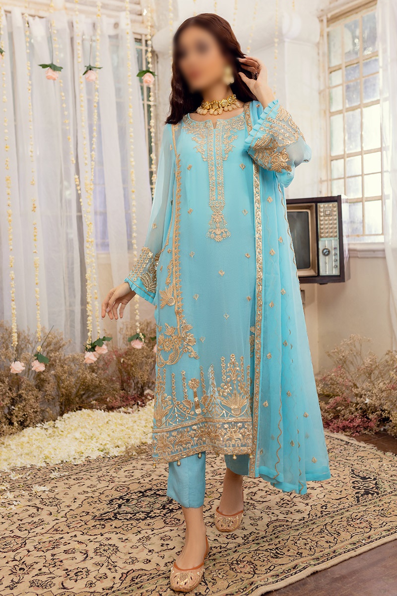 Merakish Unstitched Luxury Formal Collection 2023 - Sky Blue