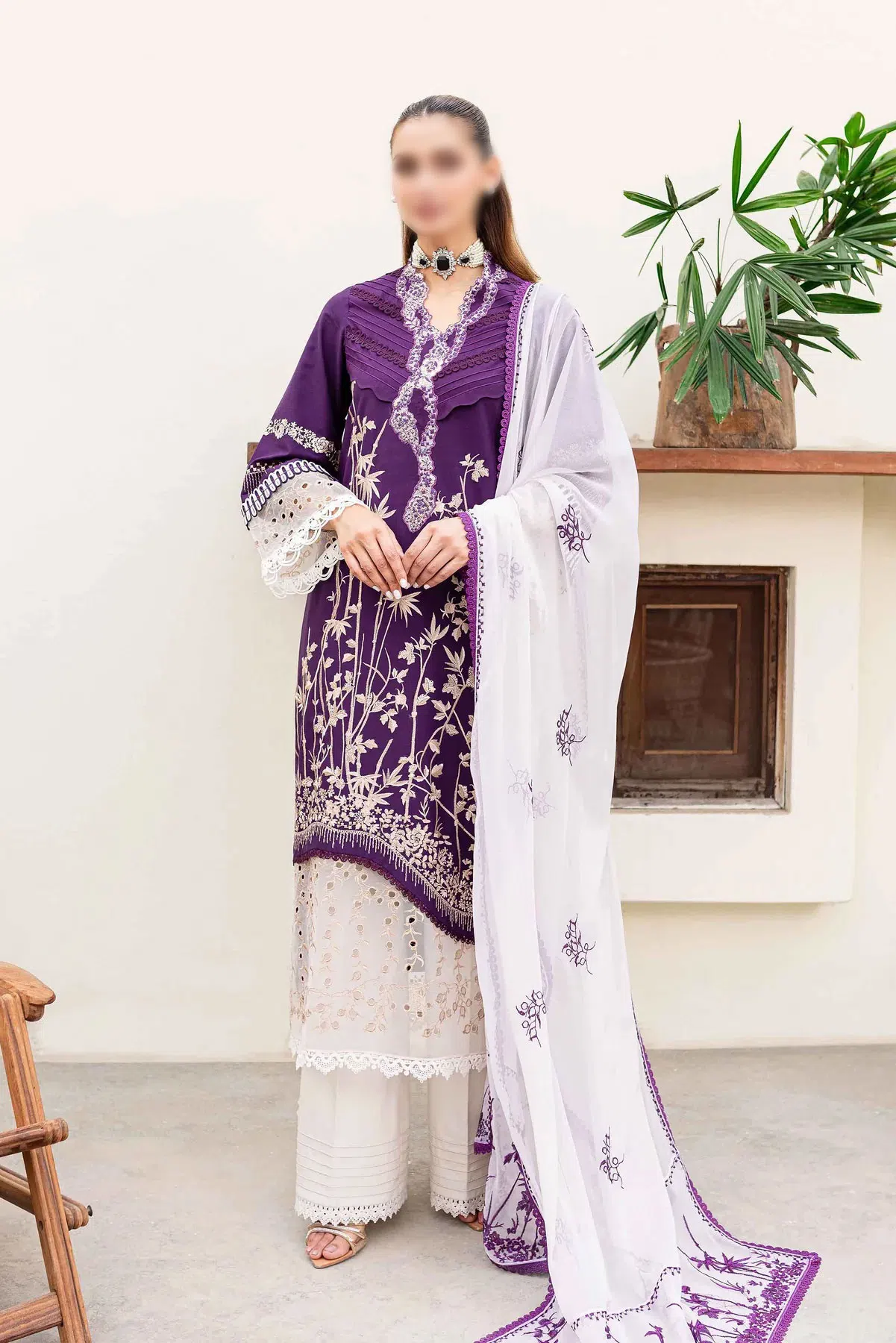 Sable Shiree Unstitched Collection 2024 - SSC-03-24 Plum Orchid