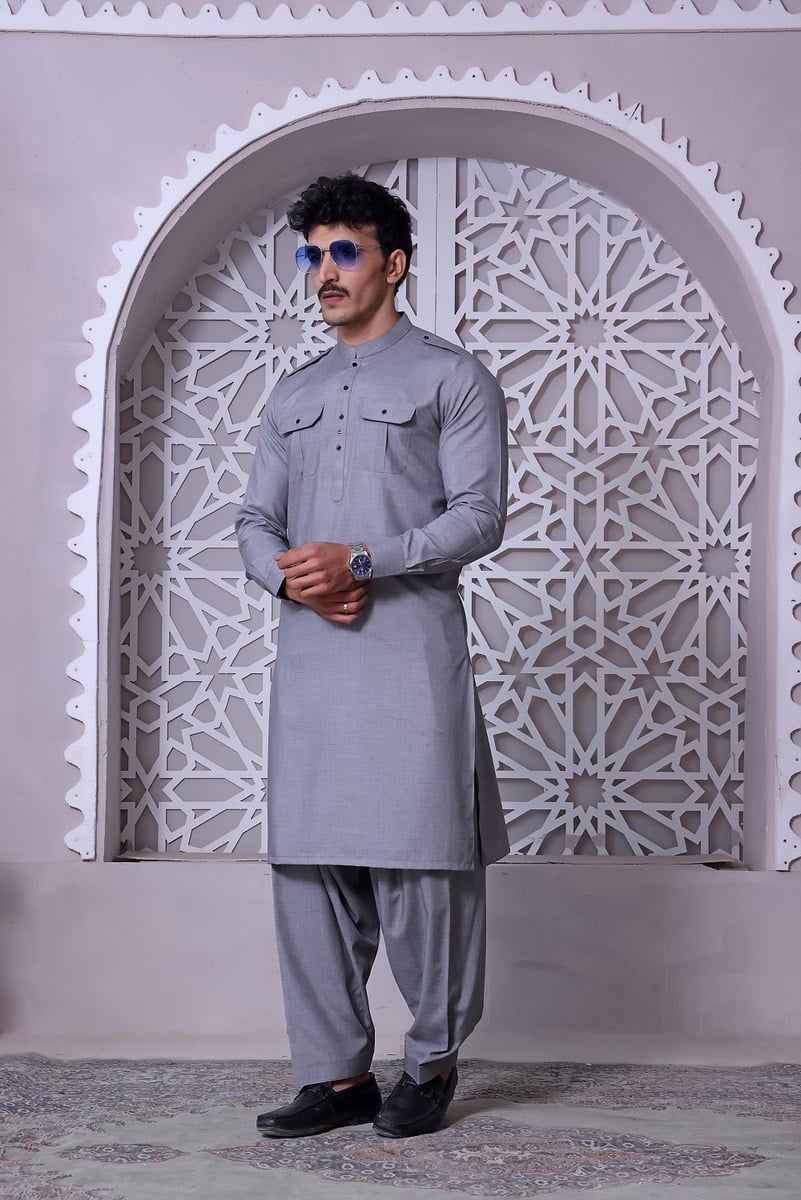 Steel Grey D 19 TGM Kameez Shalwar Suit Eid Collection