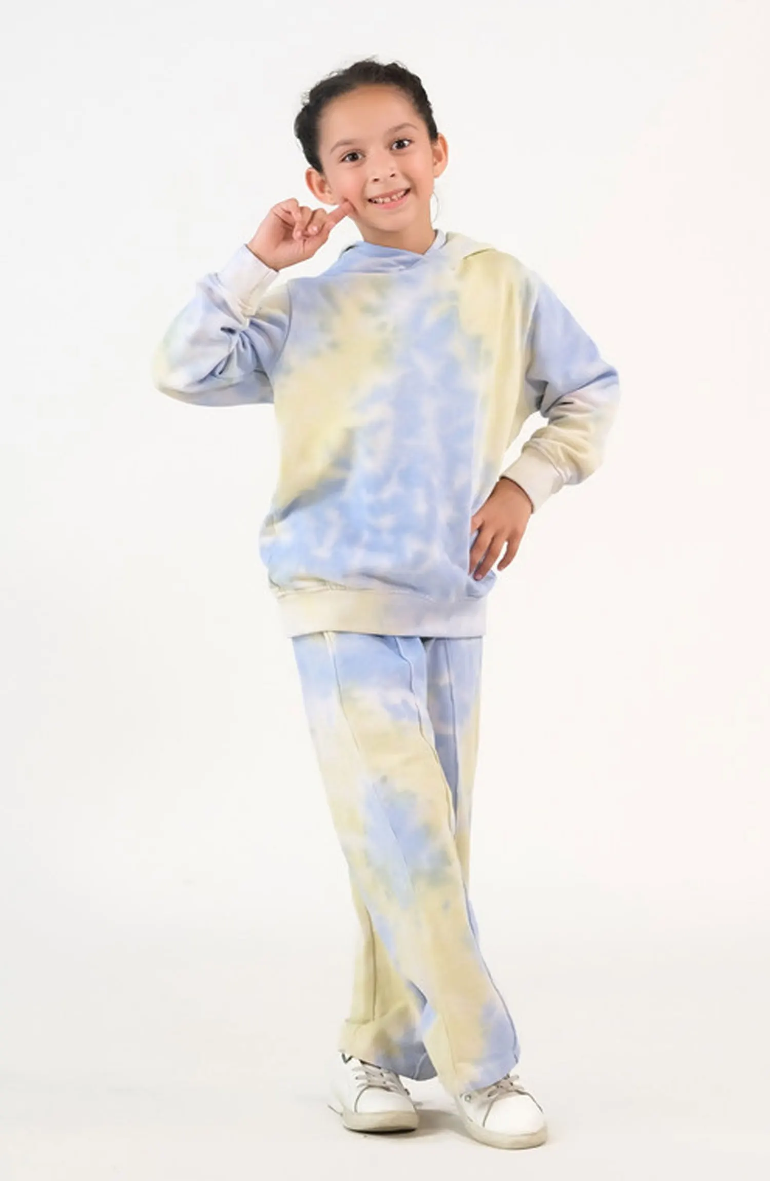 Sprinkles Kids Terry Winter Collection - Tie Dye Hoodie With Jogger Pants – Sky Green