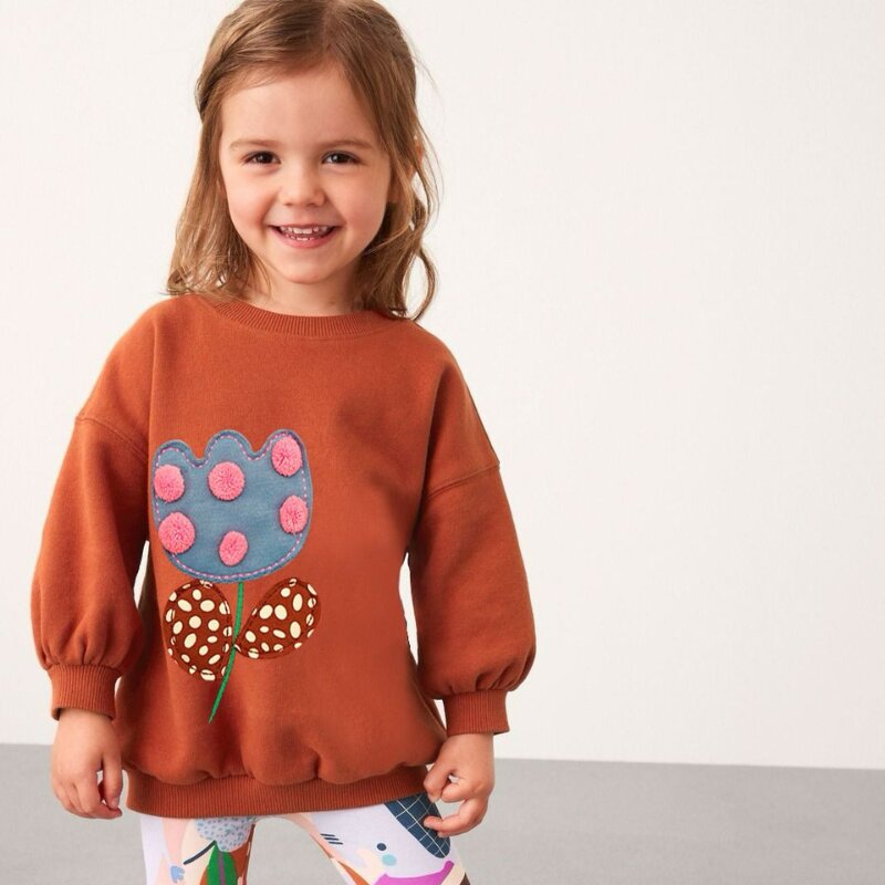 Flower Sweatshirt For Kids – Rust