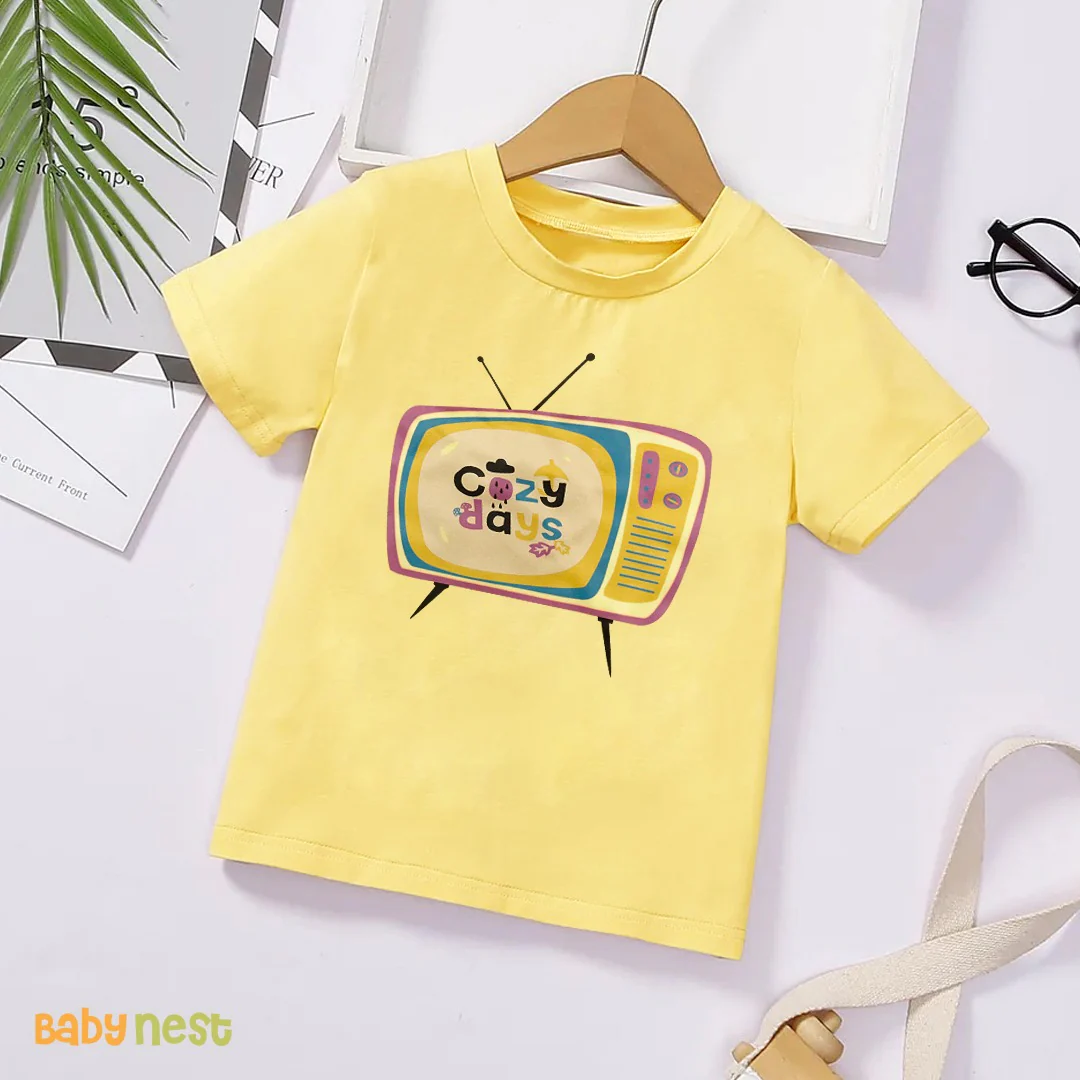 Crazy Days Half Sleeves T-Shirts For Kids Light Yellow- SBT-335